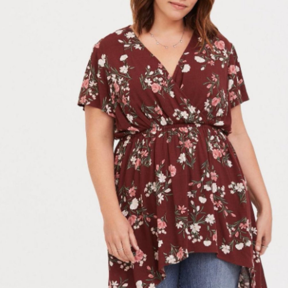 🔥 Babydoll Gauze Surplice Tunic Top